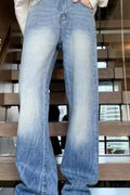 Light Blue vintage wide leg jeans men's plus size S-2XL