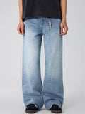 Blue oversized wide leg jeans men's cotton denim S-2XL