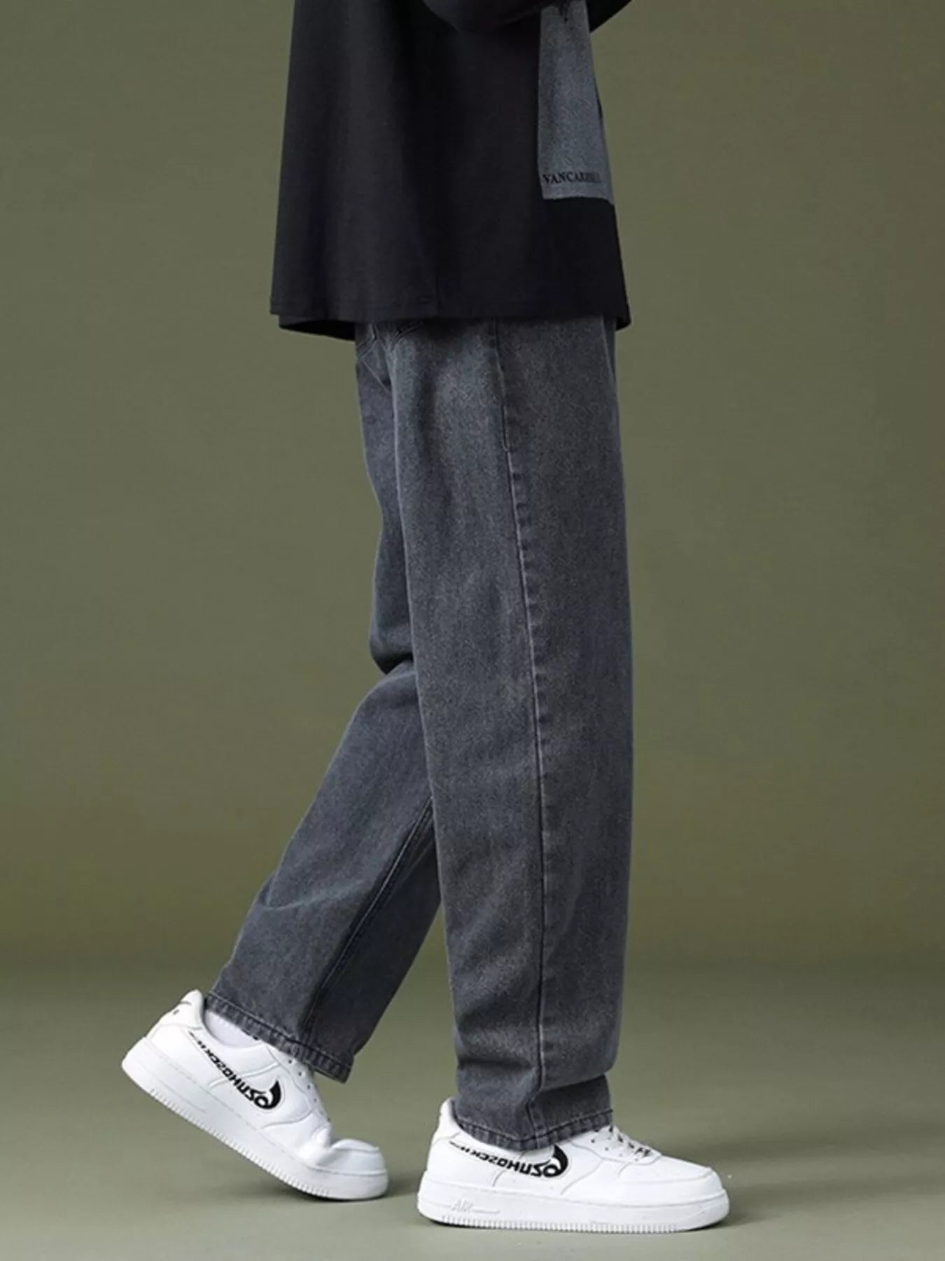Men's relaxed fit jeans plus size washed denim S-5XL