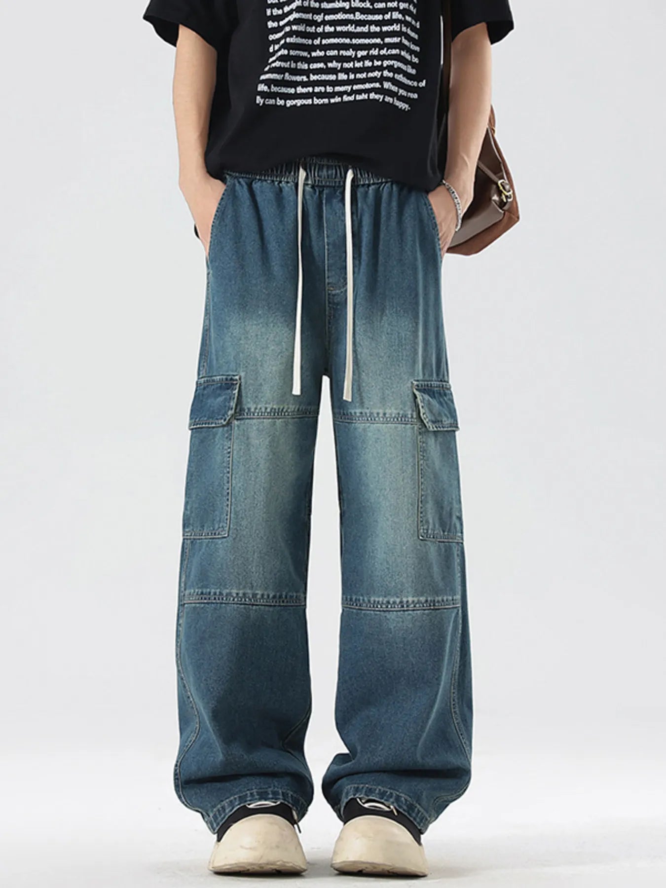 Plus size wide leg jeans vintage denim 6 wash options S-5XL