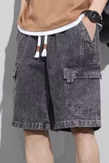 Stretch denim short shorts men's plus size vintage wash cargo S-3XL