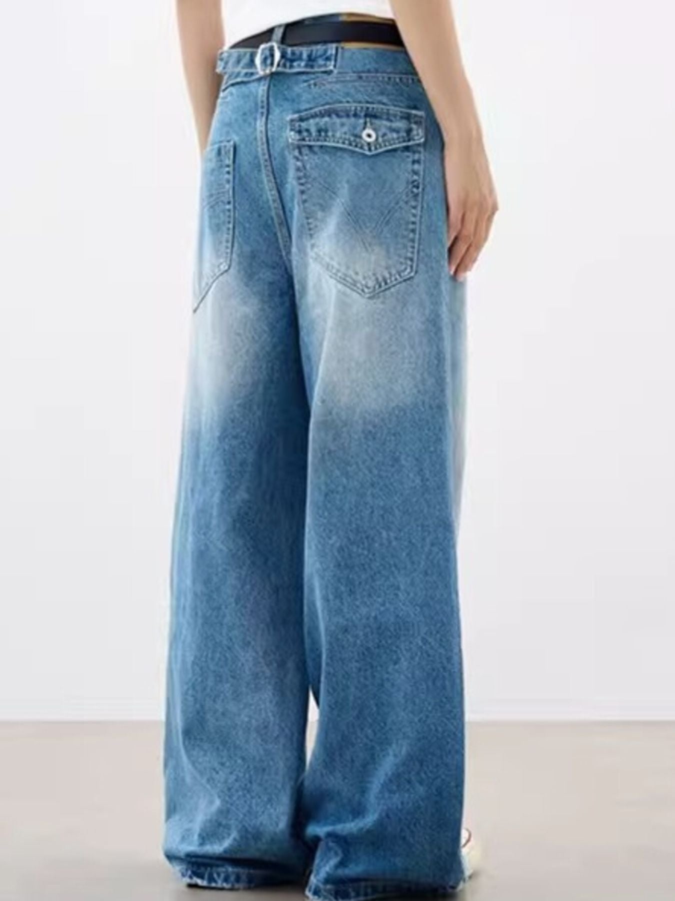Plus size jeans UK wide leg cotton spandex denim S-2XL