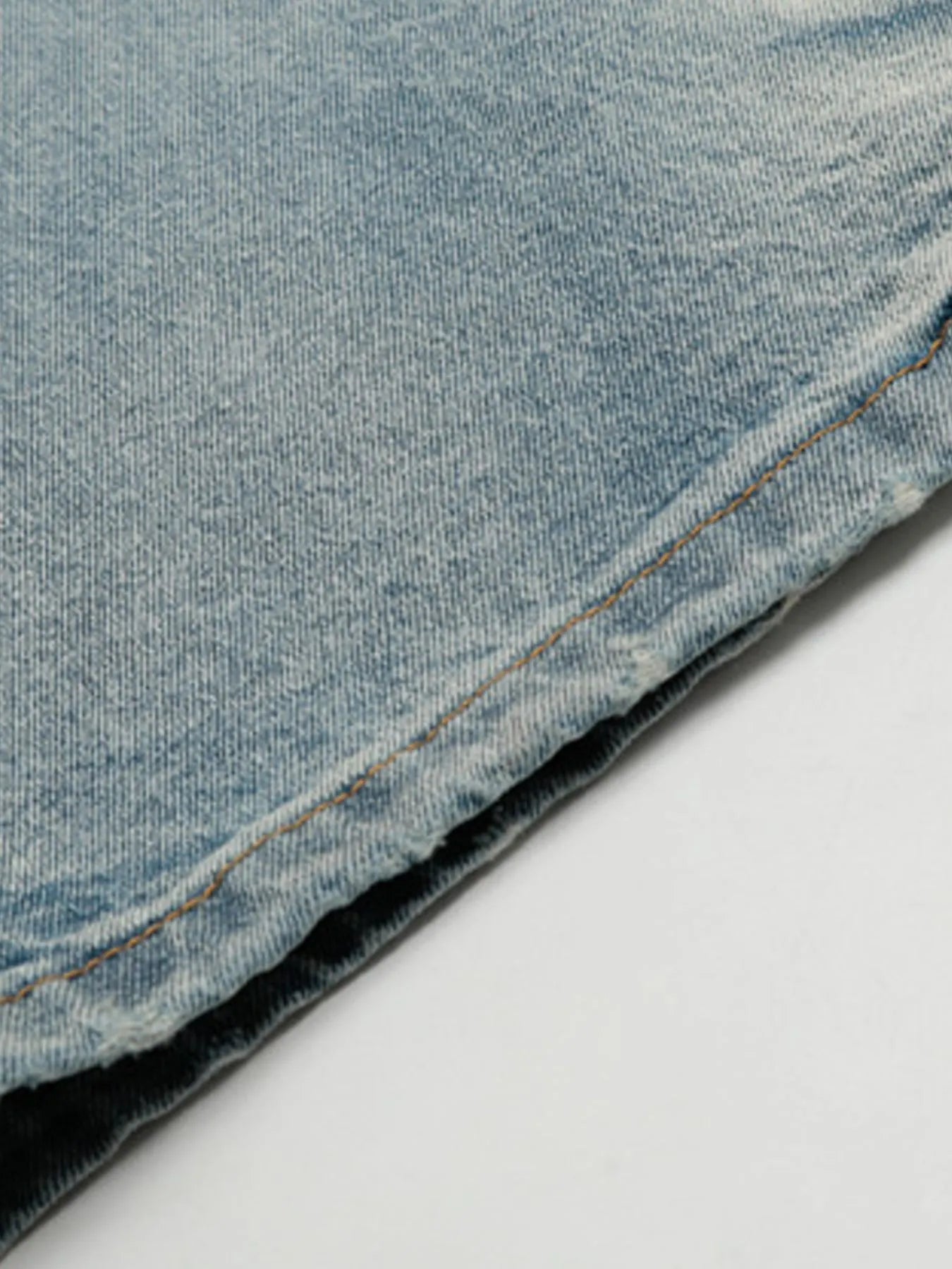 Raw hem denim jeans men's washed wide leg denim S-XL