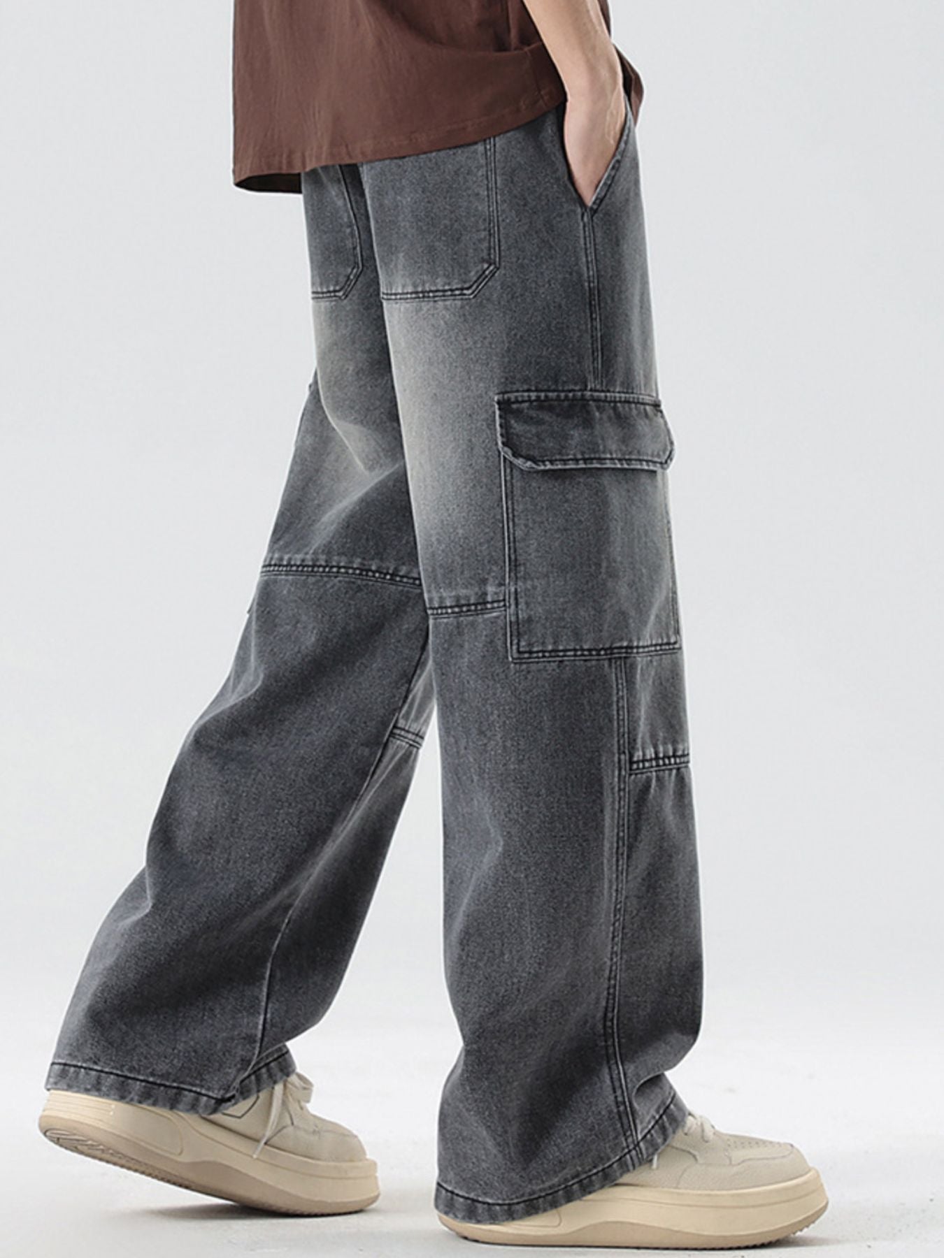 Plus size wide leg jeans vintage denim 6 wash options S-5XL