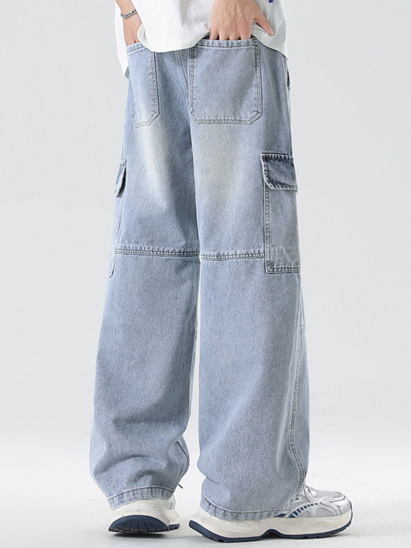 Plus size wide leg jeans vintage denim 6 wash options S-5XL
