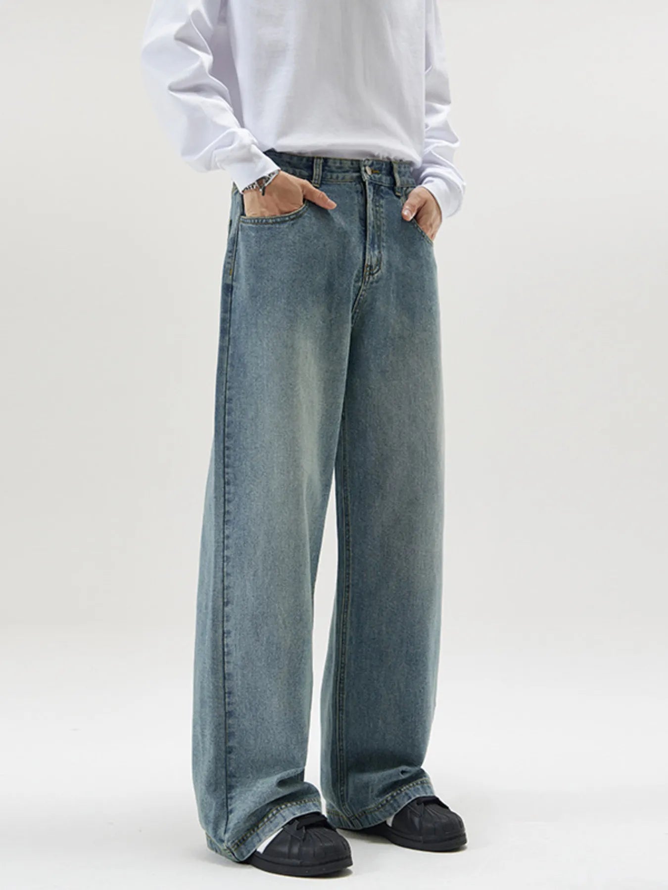 Jeans loose fit for men vintage wash plus size S-3XL