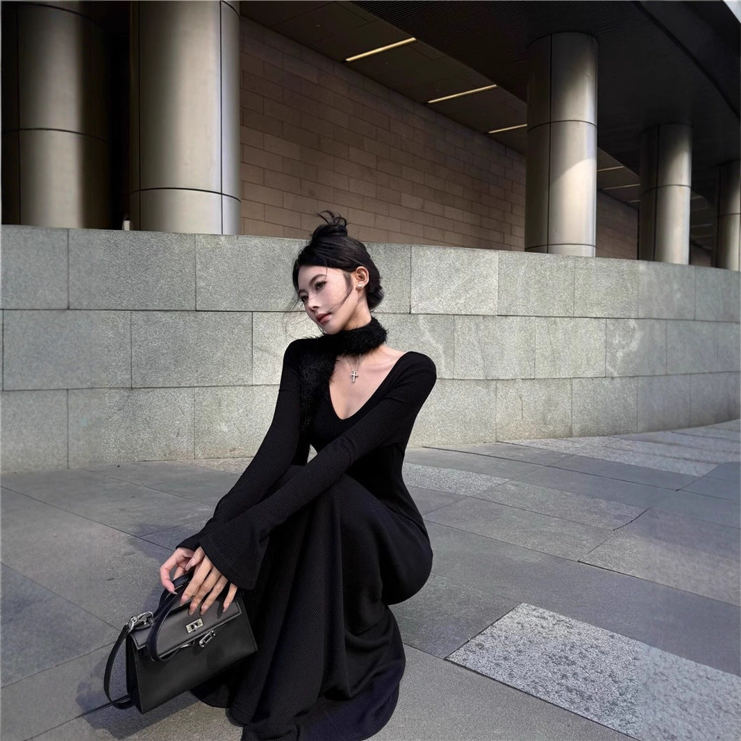 red-ribbed-maxi-both-colors
Both colors side-by-side: red and black ribbed long sleeve A-line maxi dresses

Woman in a black outfit holding a handbag against a modern architectural background